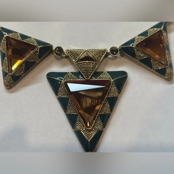 Geometric Gold and Brown Necklace Set - Picture 5 of 5